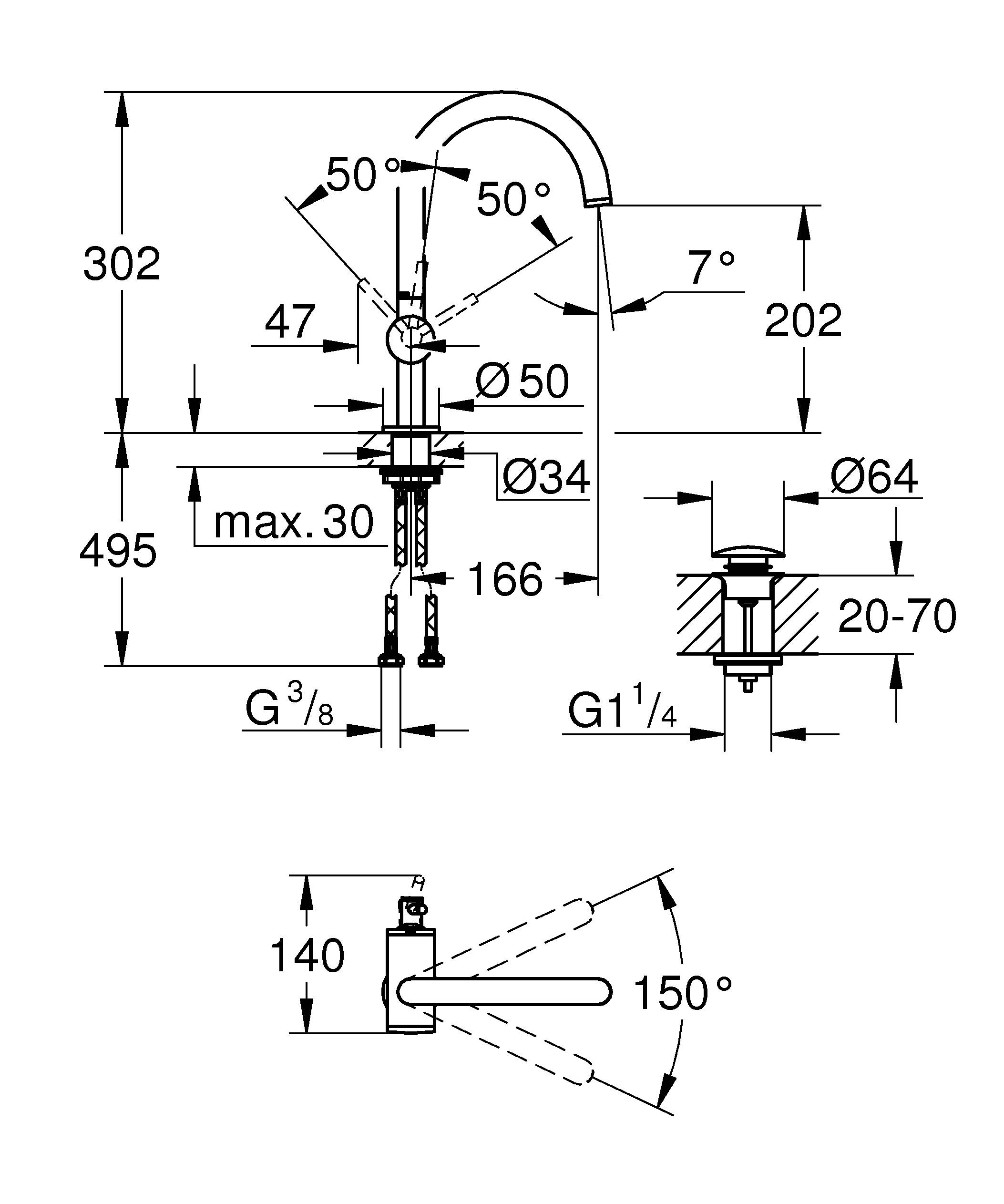 Смеситель GROHE Atrio New однорычажный для раковины на 1 отверстие, суперсталь (32042DC3) - Вид №1