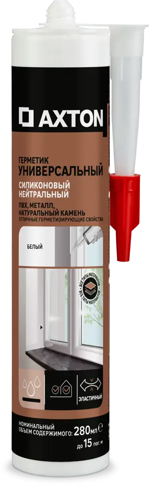 Силиконовый герметик Axton универсальный белый для внутренних и наружных работ 85272189