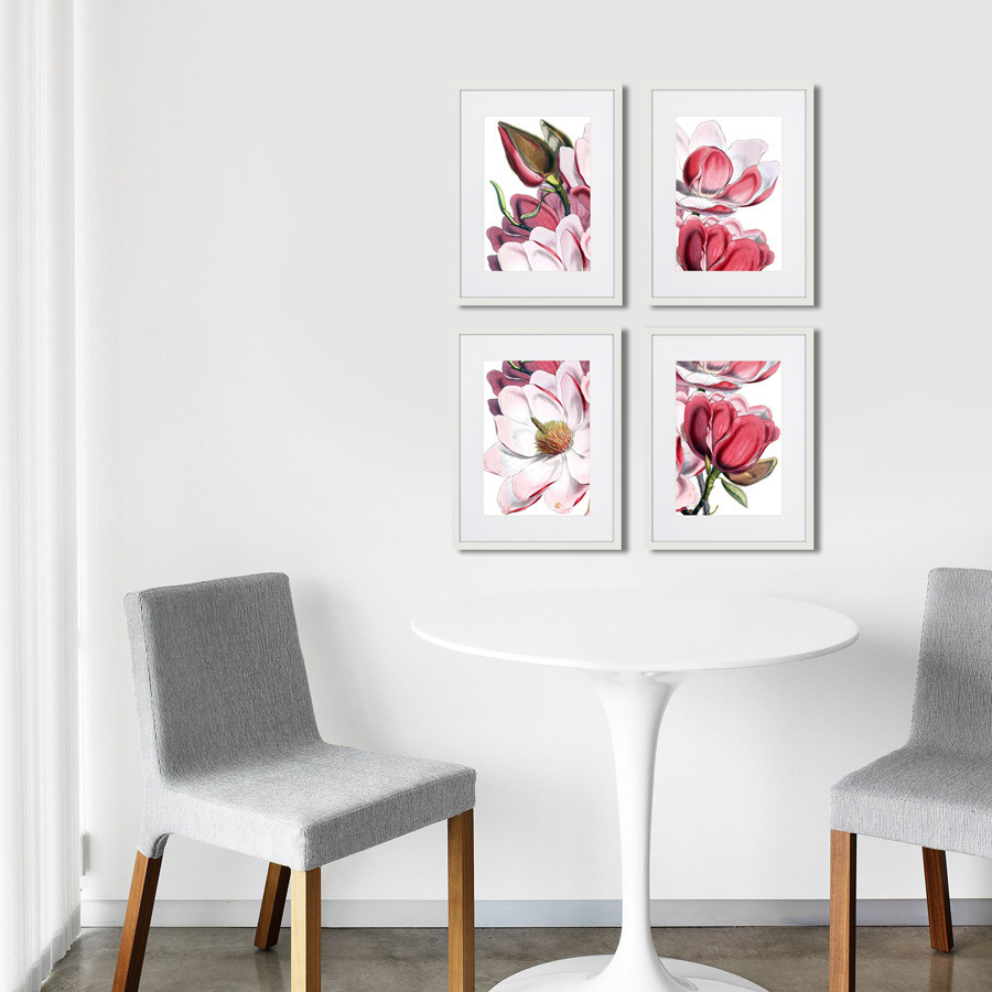 Картина в деревянной раме 42х32 см Himalaya Plants Pink-Flower on white IV, 1869г. КАРТИНЫ В КВАРТИРУ  264654 Белый;коричневый;разноцветный  - Вид №2