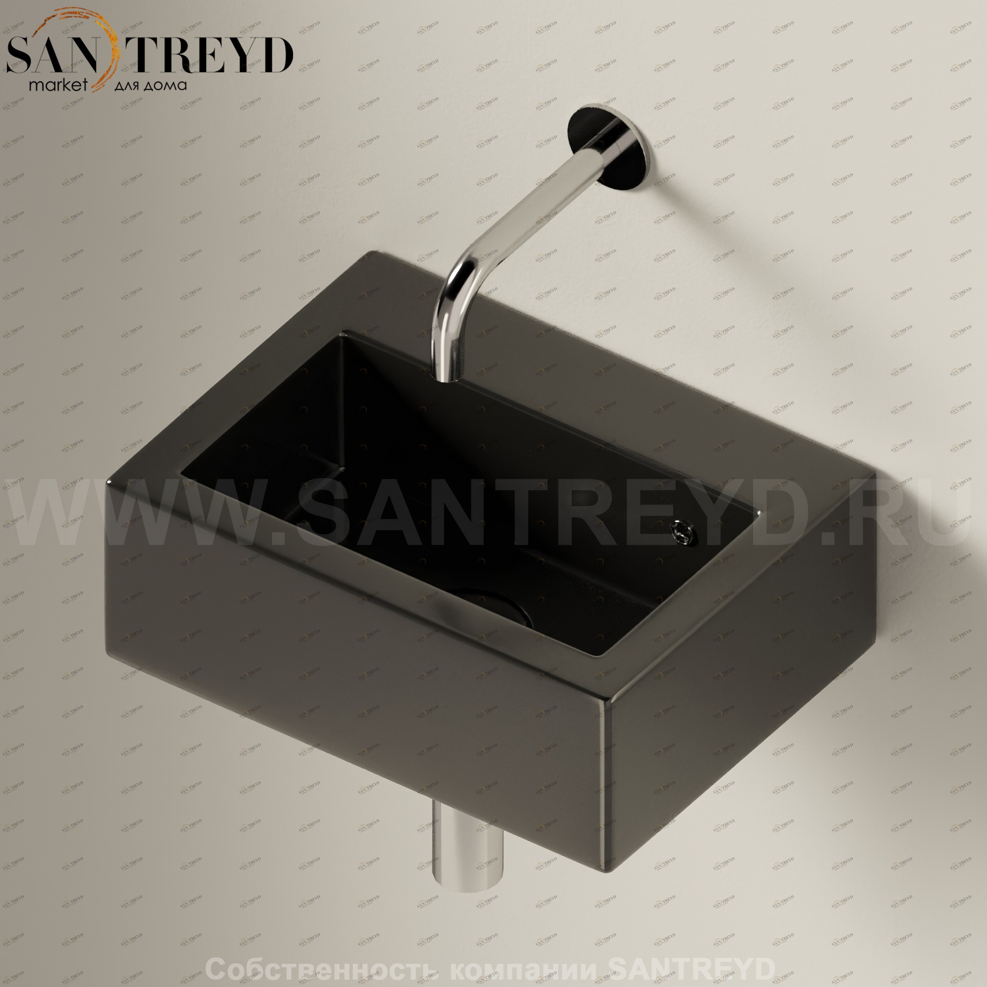 50889017 Подвесная раковина настенная прямоугольная Ceramica Flaminia Acquagrande черная