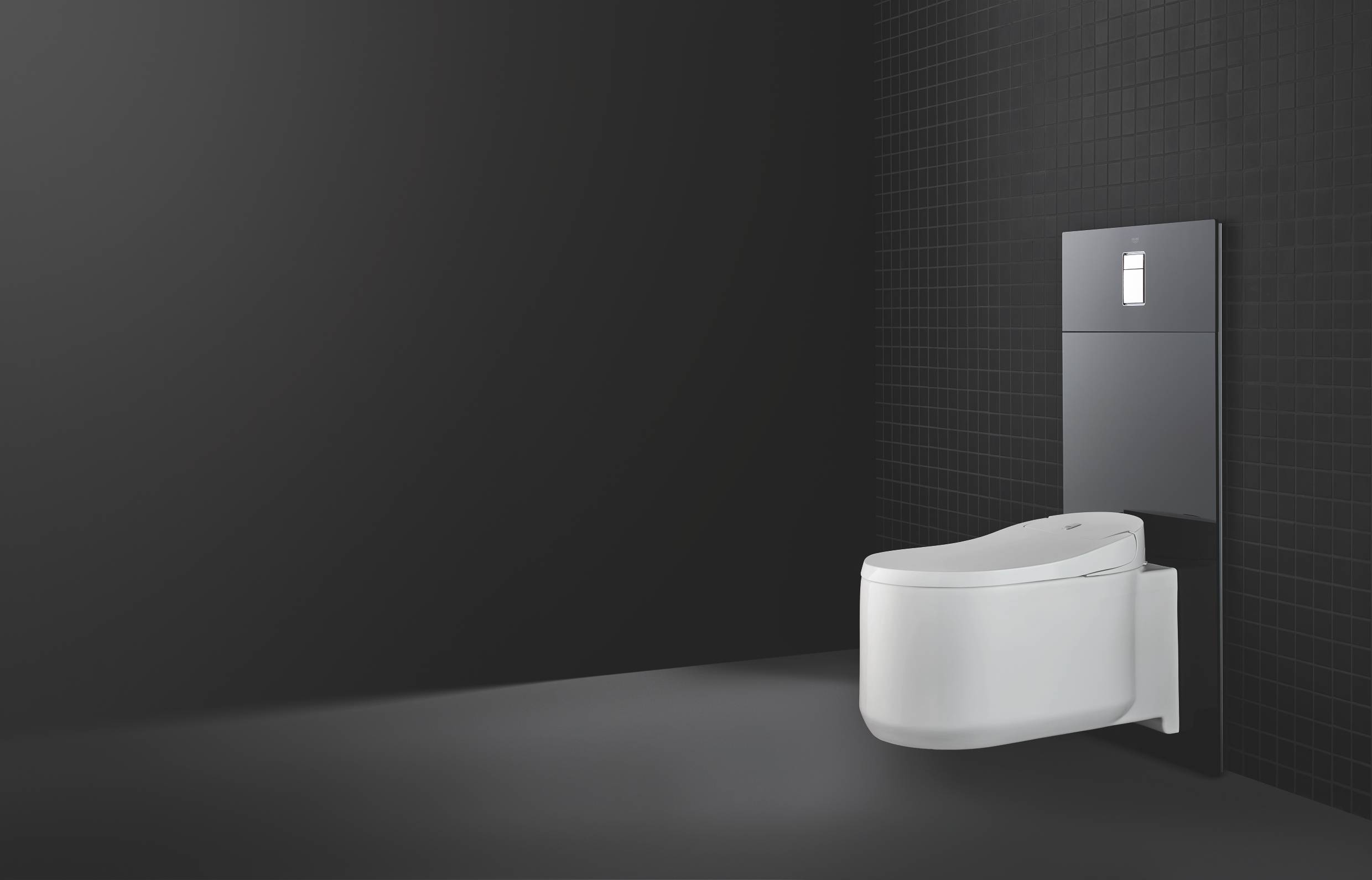 Стеклянный модуль для унитаза с панелью смыва GROHE Skate Cosmopolitan, черный (39374KS0) - Вид №4