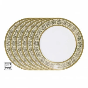 Тарелки закусочные обеденные 6 шт бело-золотые "Престиж" ANNA LAFARG EMILY ПРЕСТИЖ 00-3946495 Белый;золото