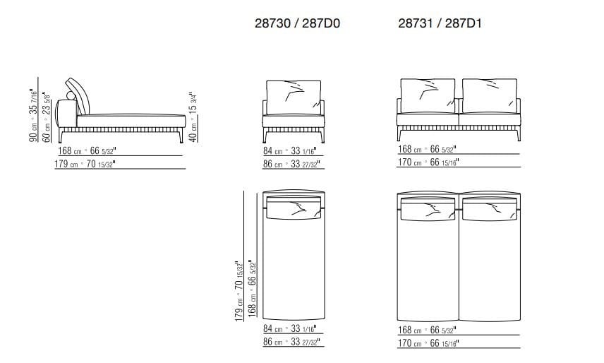 Ткань Dormeuse с металлической основой Flexform ARCH-00092990 - Вид №2