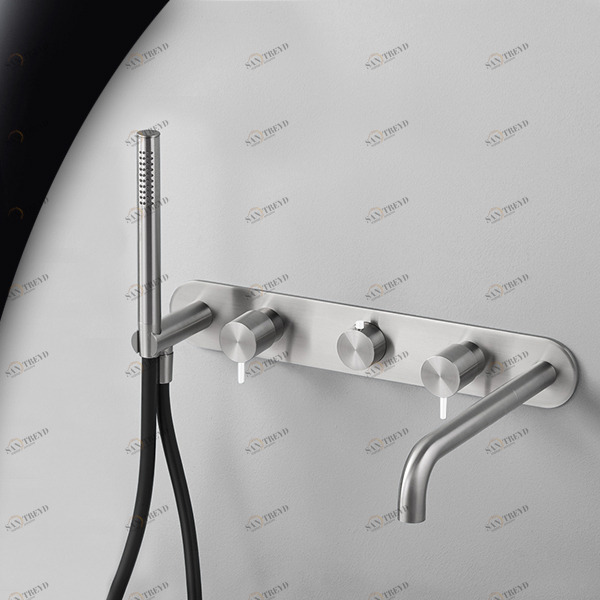 Смеситель для ванны матовая сталь с белой ручкой Toki Radomonte TKI52SCIL21