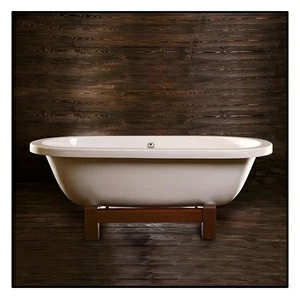 Ванна напольная отдельностоящая белая с деревянной рамой  Akcjum Casandra WR-12-01