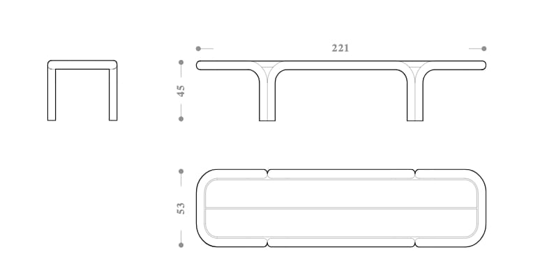 Стальная и деревянная скамья без спинки DIMCAR HELLO ARCH-00011559 - Вид №5
