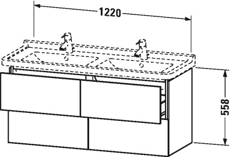 LC626905151 Тумбочка подвесная L-Cube #LC6269 1220 x 469 мм Сосна коричневая, декор Duravit - Вид №1