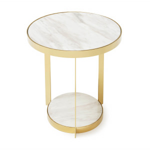 450274-18 ABHIKA БОКОВОЙ СТОЛ FAME H58 D55 WHITE/GOLD