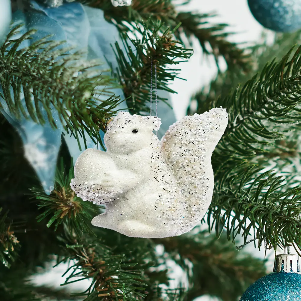 89381661 Украшение елочное «Белка», 10x5.5 см, цвет белый STLM-1505586 Santreyd 