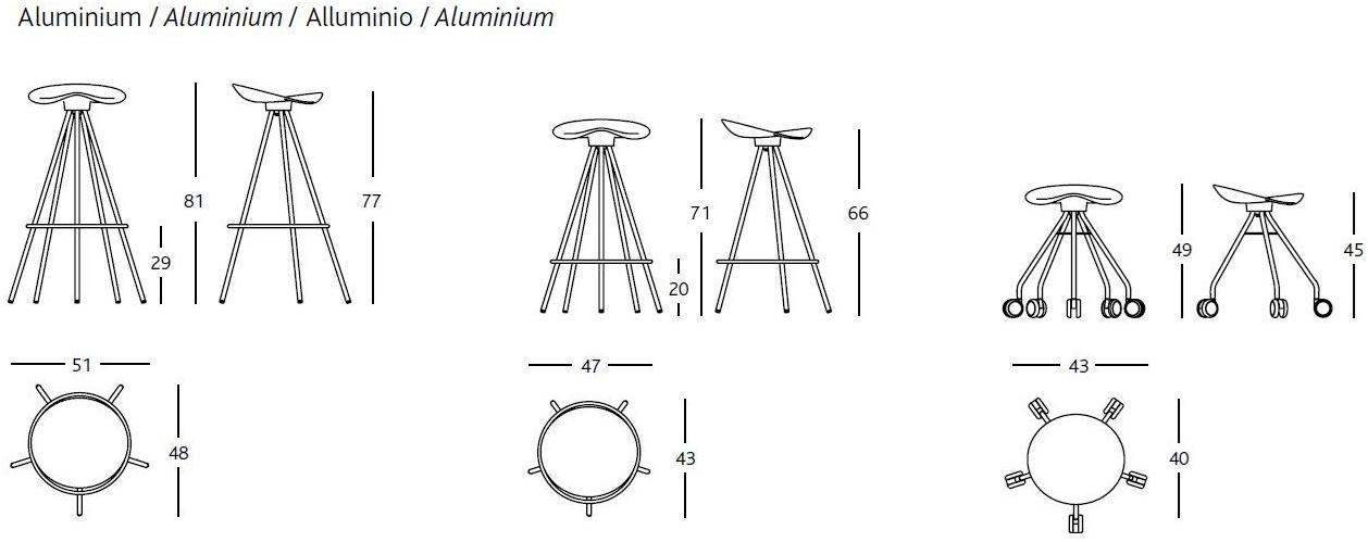 BD Barcelona Design Высокий табурет на алюминиевом постаменте Jamaica sun-id-1497670 - Вид №7
