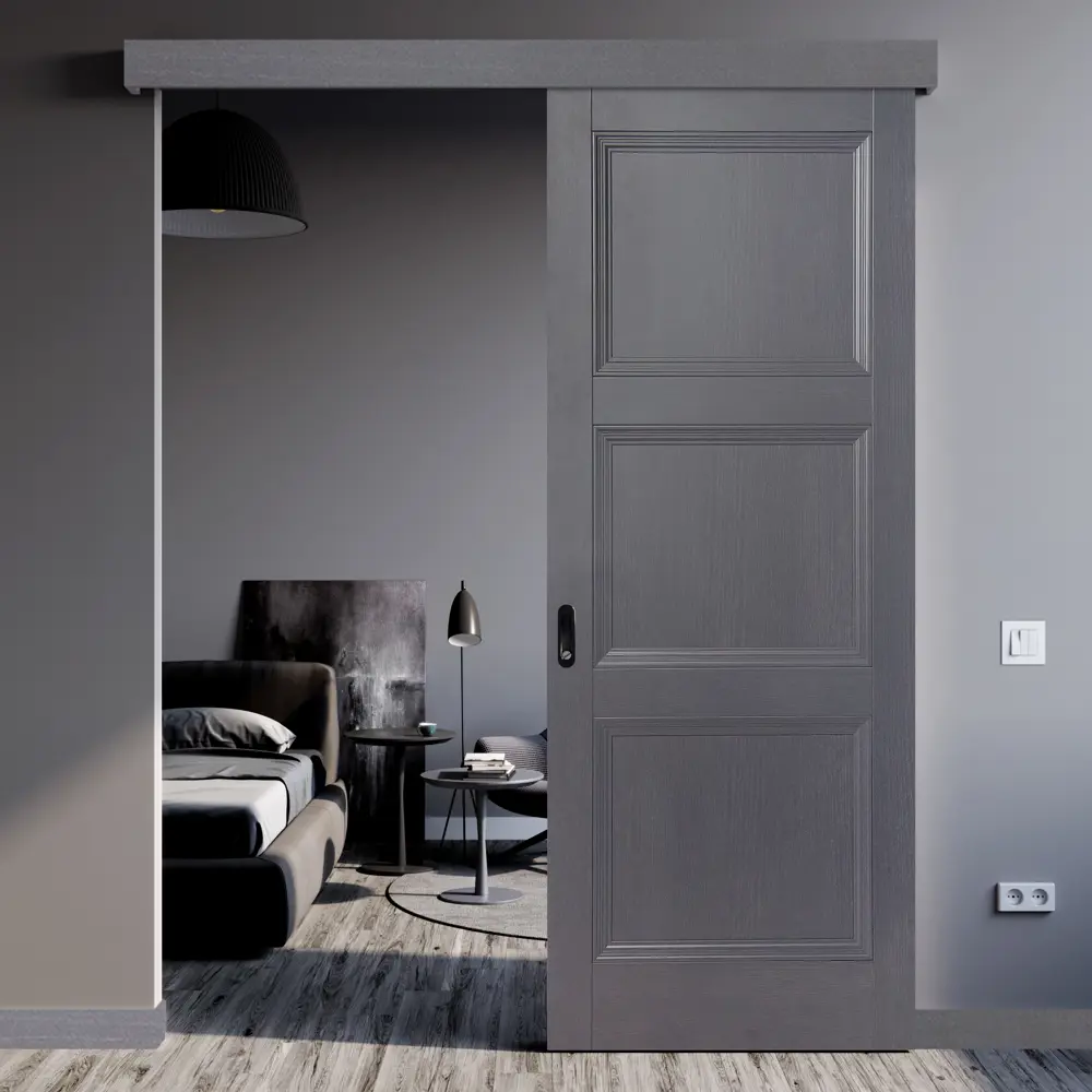 Дверь межкомнатная глухая трилло 60x200 см Hardflex цвет грей легно с замком и петлями 82347850 STLM-2069661 МАРИО РИОЛИ  - Вид №1