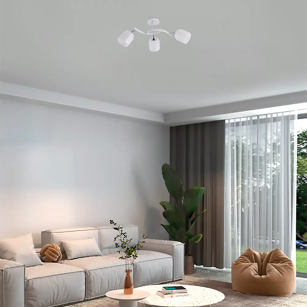 Люстра потолочная Seto 3 лампы 12 м² цвет хром SCHAFFNER STLM-2001203 - Вид №9