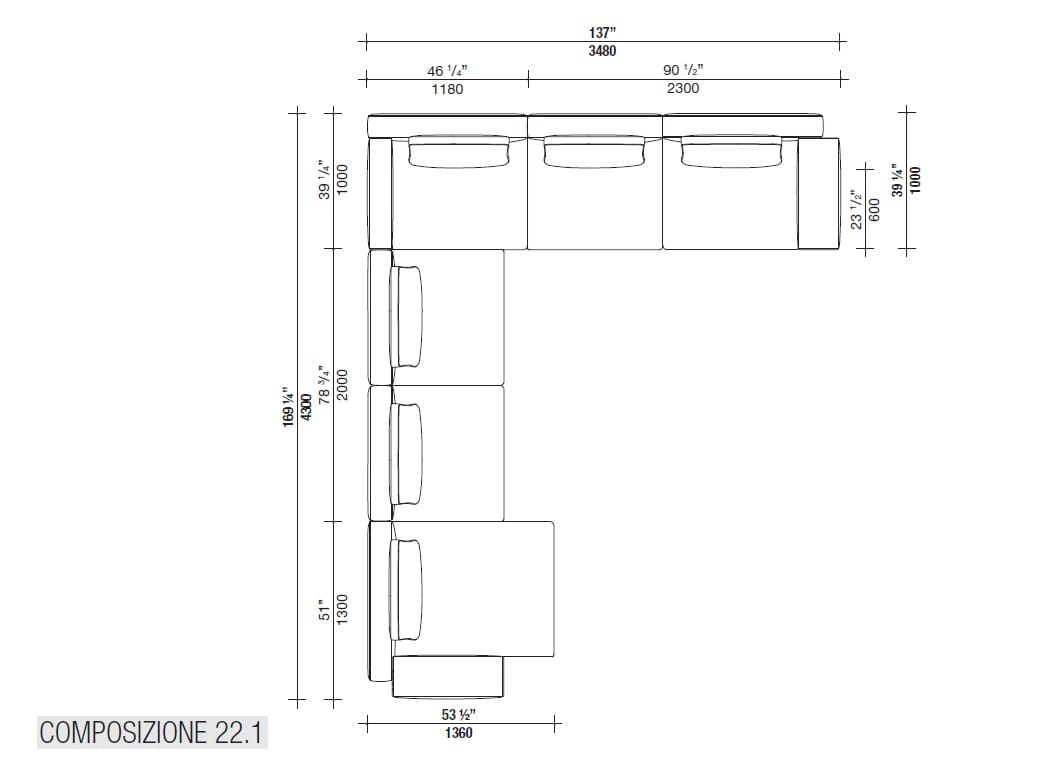 Кожаный диван с полуостровом Lema Venise ARCH-00001213 - Вид №16