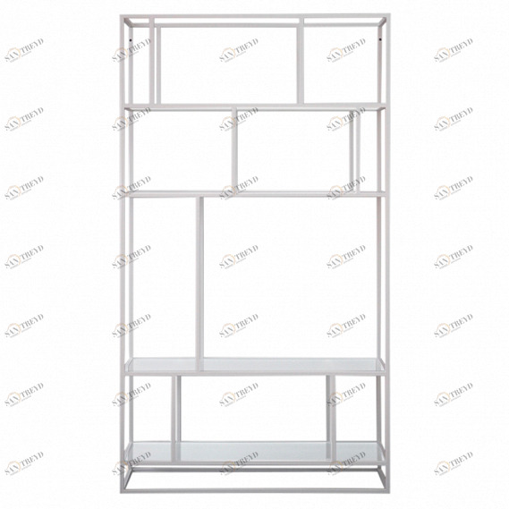 Стеллаж металлический белый с матовым стеклом Makella white INTELLIGENT DESIGN СТЕЛЛАЖ MAKELLA 260740 Белый 