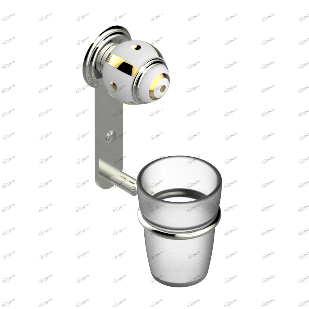A7A-536 Стакан настенный для зубных щёток Thg-paris Ithaque с золотым декором Матовый никель A7A-536 CAT.C