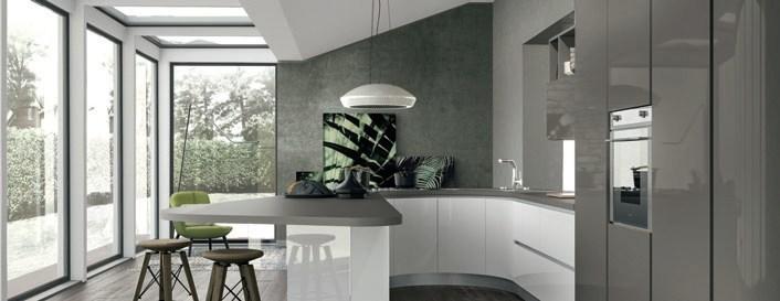 Cucine Lube Лаковая оборудованная кухня с полуостровом [clover] sun-id-1345421 - Вид №4