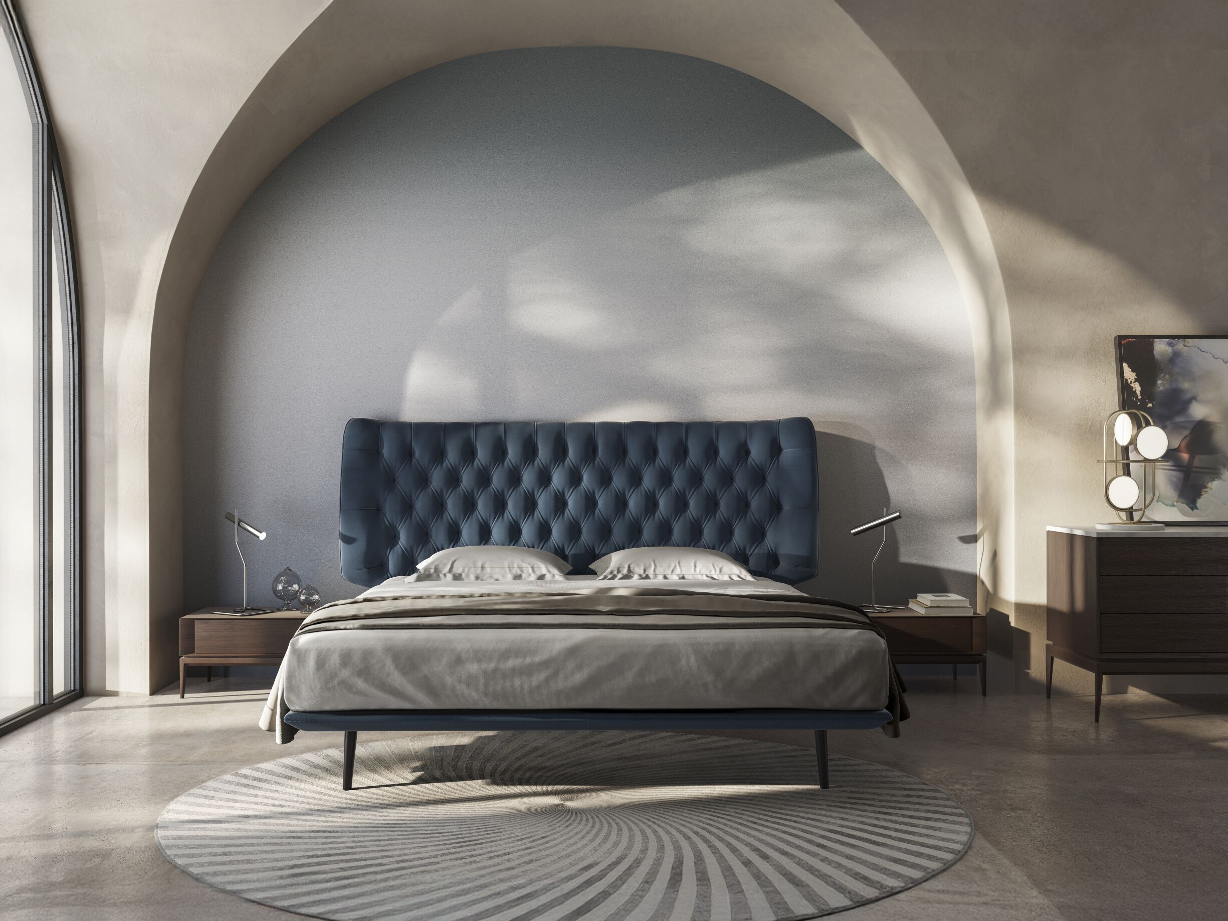 Двуспальная кровать с капитонным изголовьем Natuzzi Italia DOLCEVITA ARCH-00002922 - Вид №5