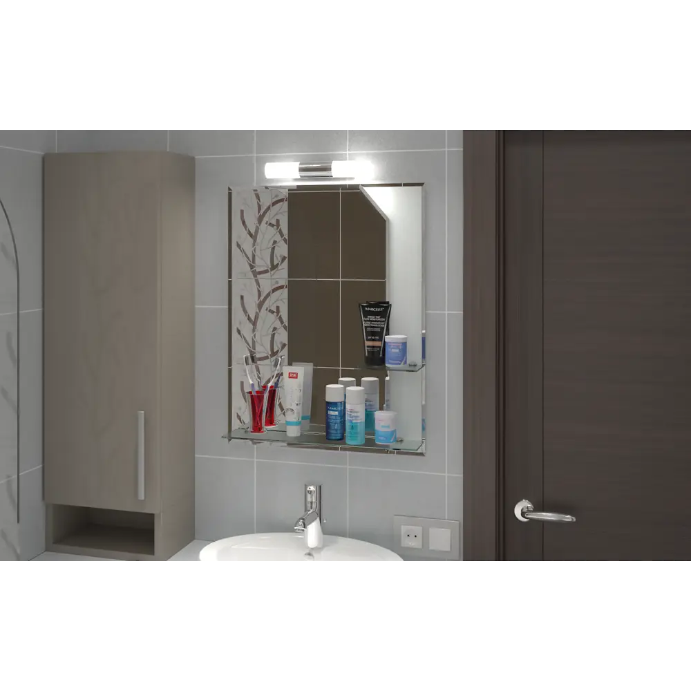 Зеркало с полкой «Бали» 54х68 см цвет белый Santreyd Без серии STLM-2134645