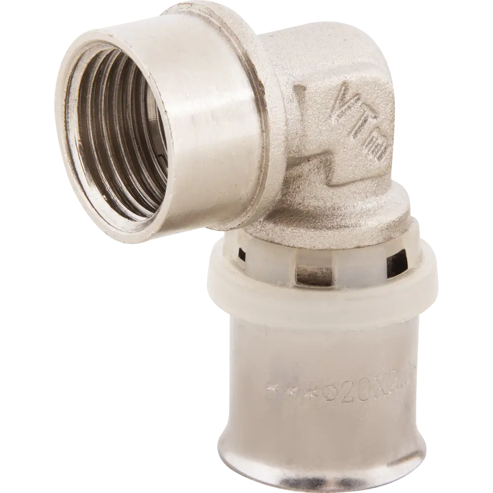 Угол комбинированный 90° Valtec 1/2"x20 мм ВР никелированная латунь VTM.252.N.002004 STLM-2153310