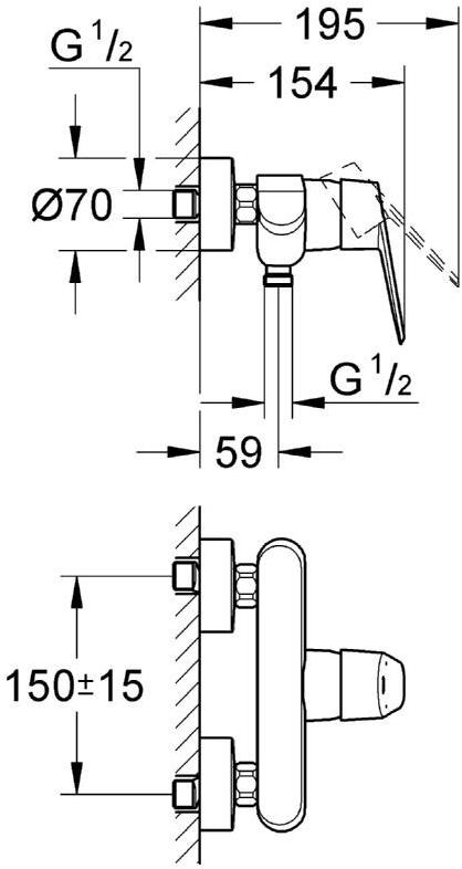 Смеситель для душа GROHE Eurodisc Cosmopolitan, хром (33569002) - Вид №1