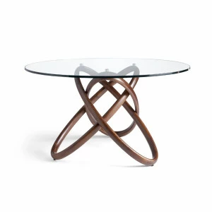 Обеденный стол круглый стеклянный с деревянными ножками DT16069 от Angel Cerda ANGEL CERDA  00-3865623 Коричневый;прозрачный