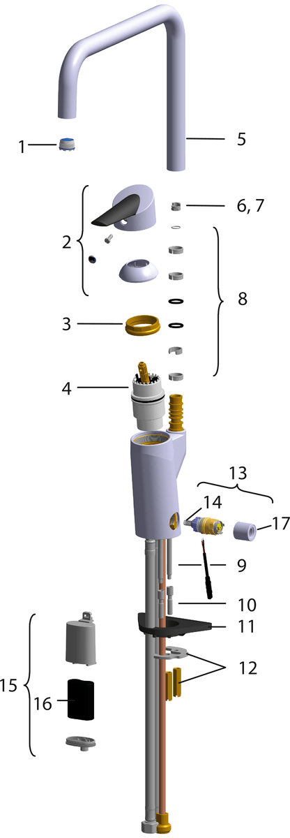 Oras 2734FG Смеситель для кухни с клапаном, 6 V 2734FG Optima Хром  - Вид №6