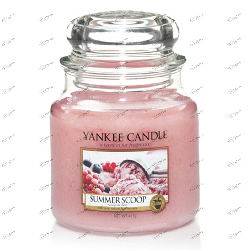 Свеча средняя в стеклянной банке "Кусочек лета" Summer scoop 411 гр 65-90 часов YANKEE CANDLE  267979 Розовый 