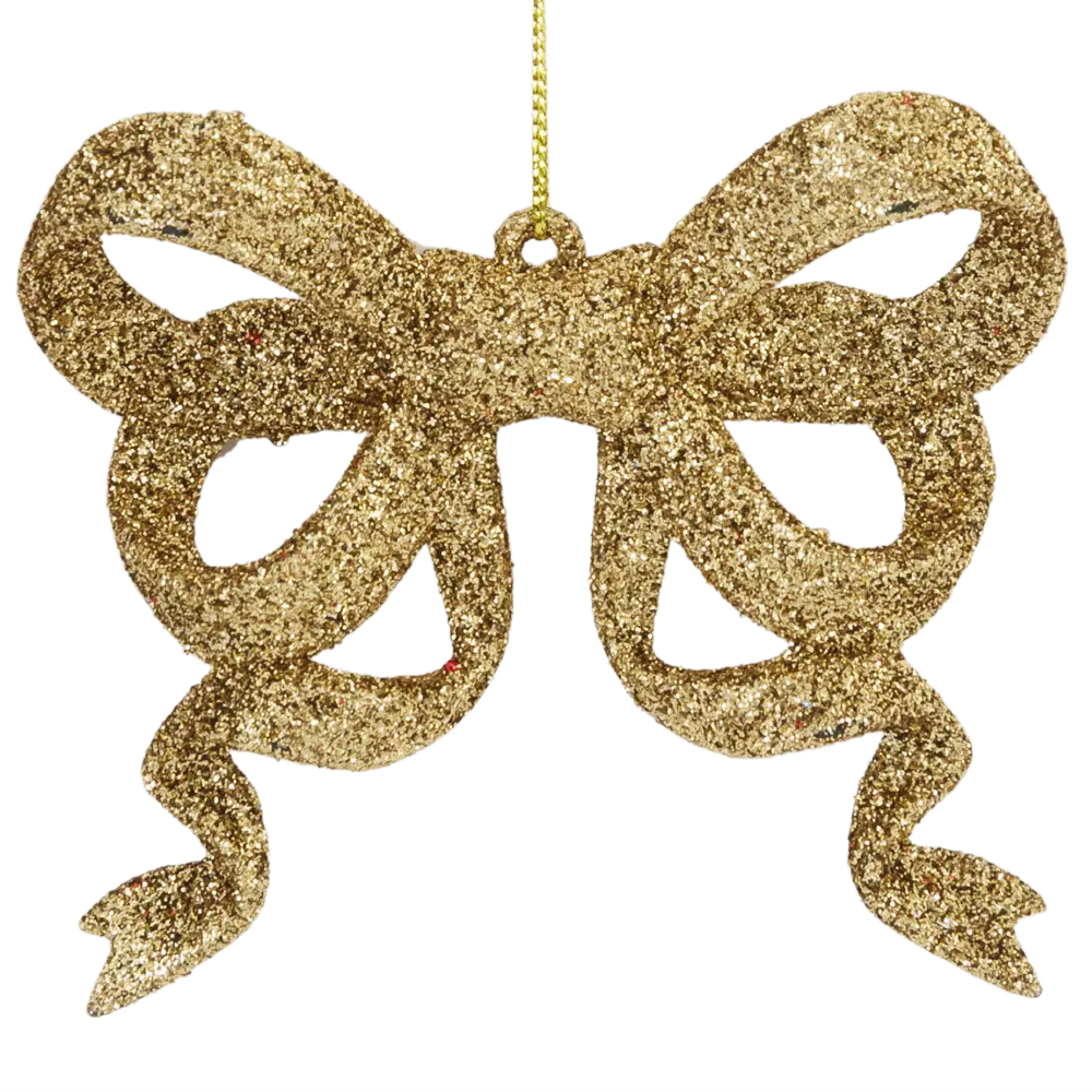85156540 Елочная игрушка «Бантик» 9 см глиттер золотой STLM-0966770 Santreyd  - Вид №2