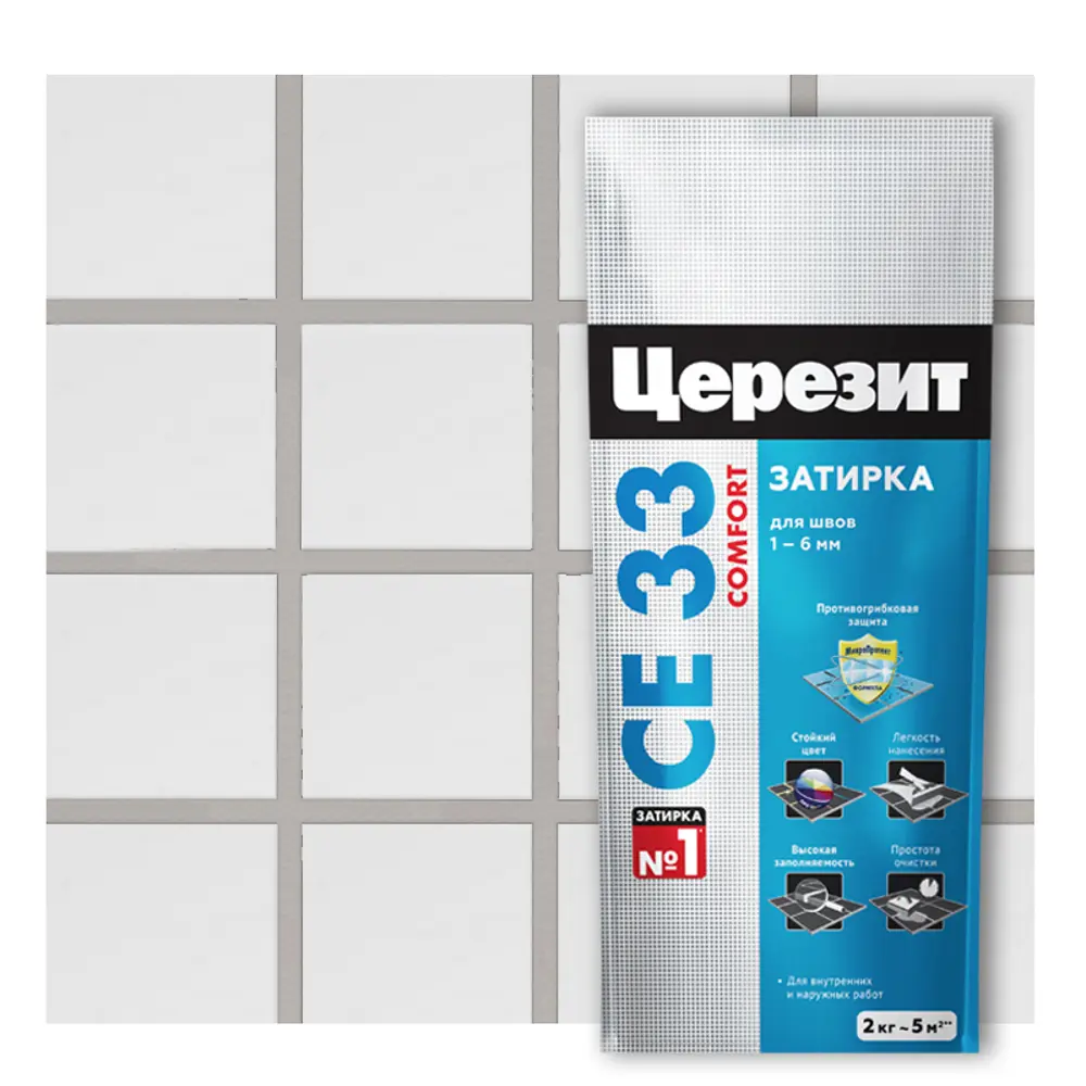 Церезит CE 33 Comfort: затирка серебристо-серая для идеальных швов 82040423 STLM-0018213