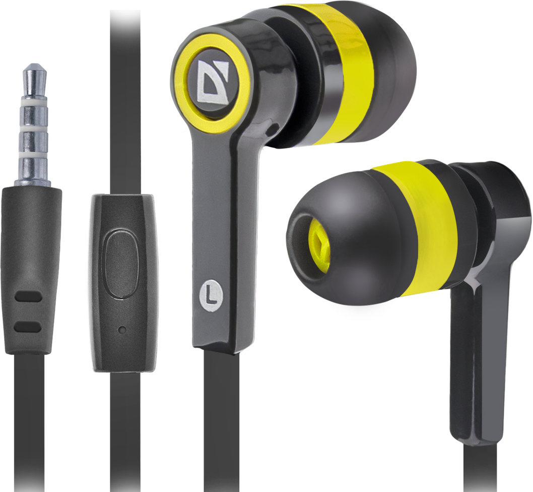 63421 гарнитура для смартфонов pulse 420 черный + желтый, вставки Defender Santreyd 