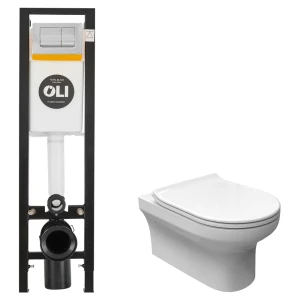 Комплект инсталляции Oli Quadra с унитазом тип ободка закрытый Sensea Favori