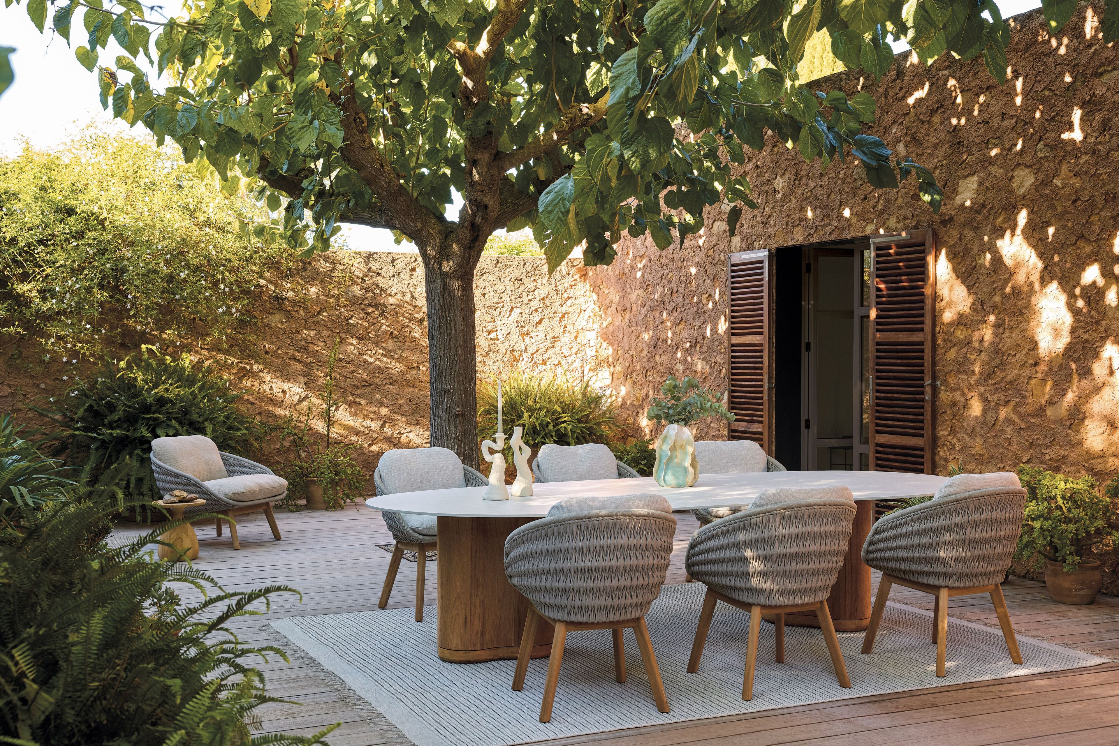 Круглый обеденный стол из тикового дерева с колесами MANUTTI Ogado ARCH-00080134 - Вид №5