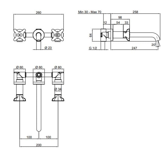 Настенный смеситель для раковины с 3 отверстиями Antoniolupi штамп ARCH-00113580 - Вид №3