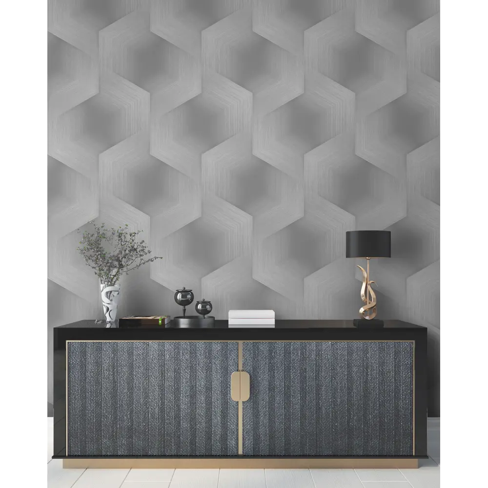 Wallsecret Hudson - серые флизелиновые обои с геометрическим узором 89423684 STLM-1570922 - Вид №4