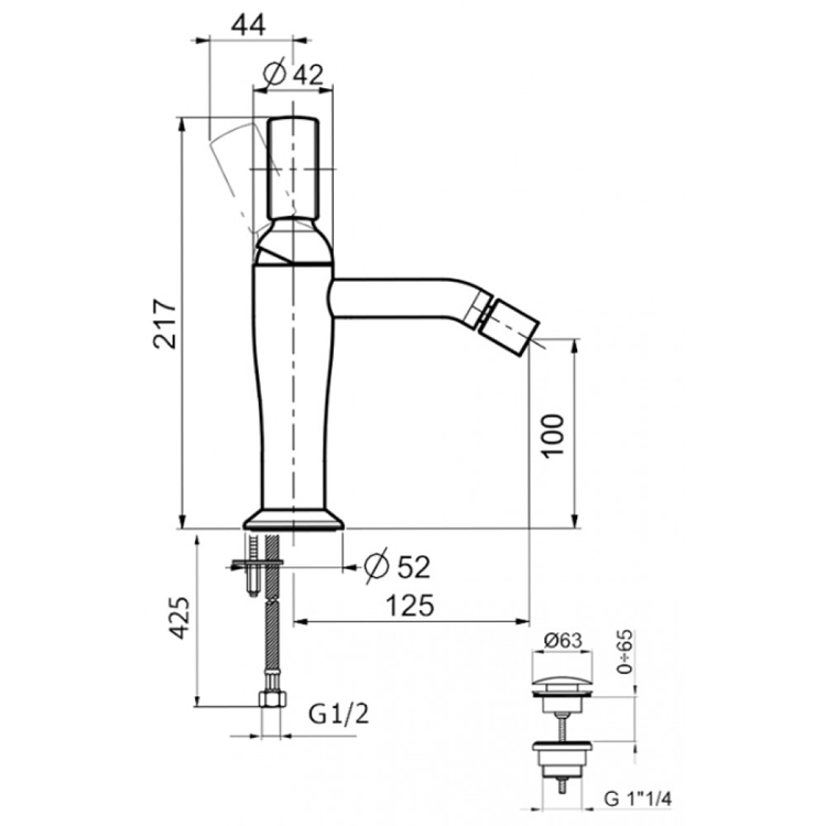 OA840102015 Смеситель для биде Webert Opera - Вид №1