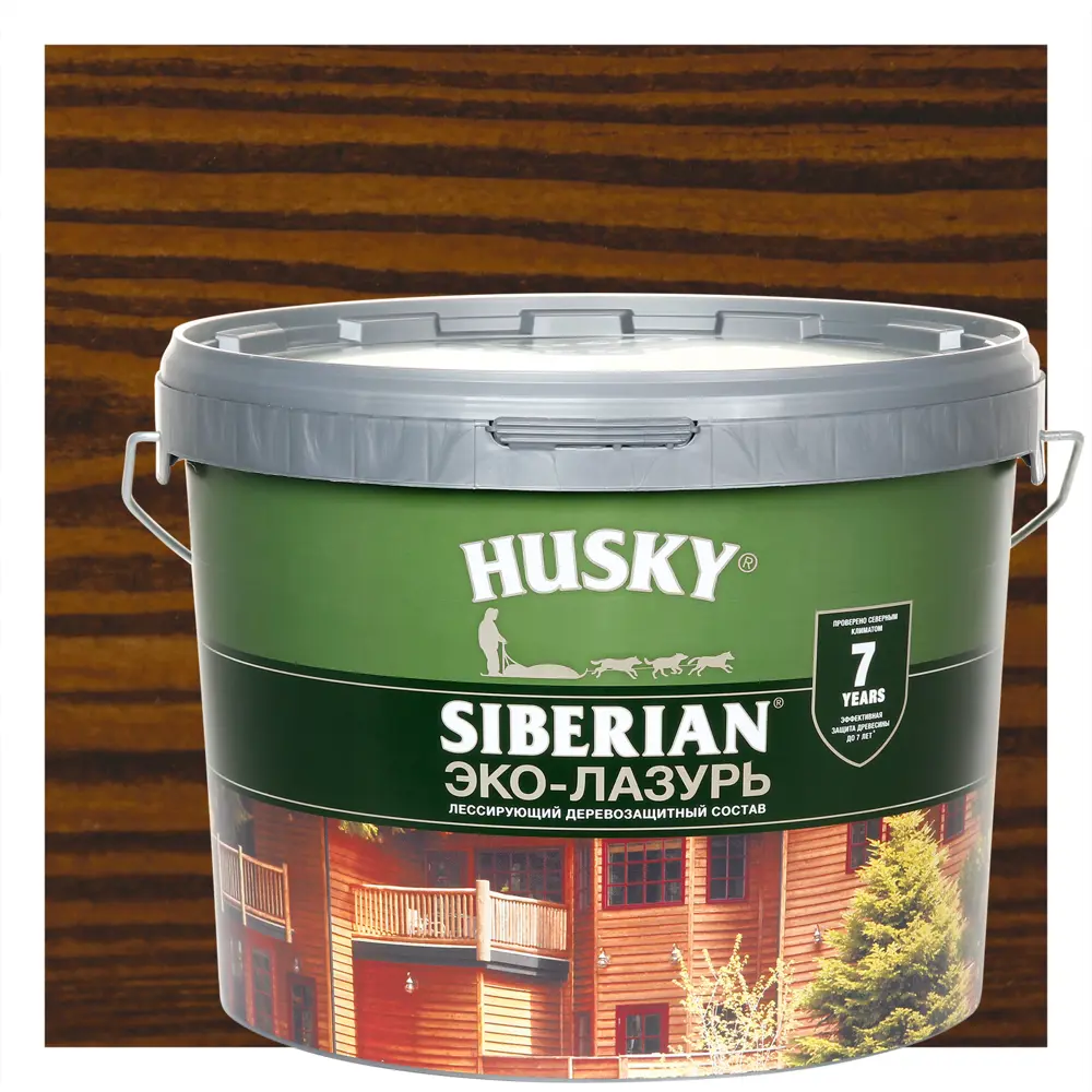 84392181 Эко-лазурь Husky Siberian полуматовая цвет кофейное дерево 9 л STLM-0049159