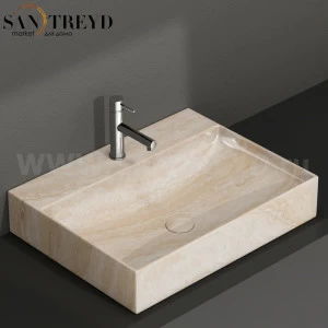 B6R65TR Подвесная раковина настенная прямоугольная Ceramica Globo T-EDGE бежевая