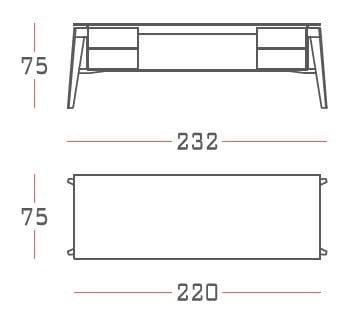 Кожаный деревянный стол с ящиками Casa Covre Naviglio ARCH-00114220 - Вид №9