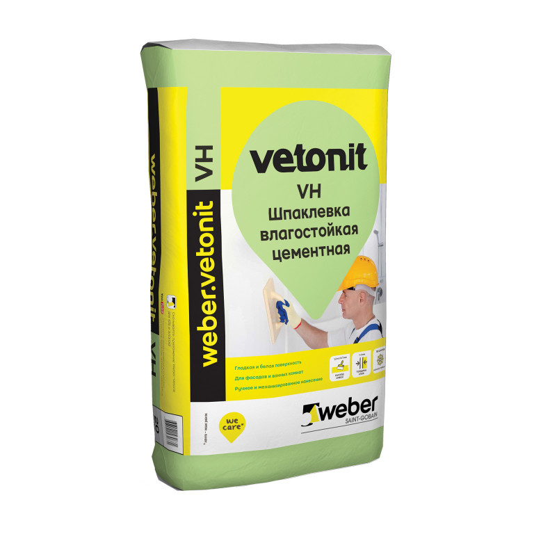 Шпаклевка цементная финишная Vetonit VH 20кг Weber-Vetonit 3590 - Вид №1