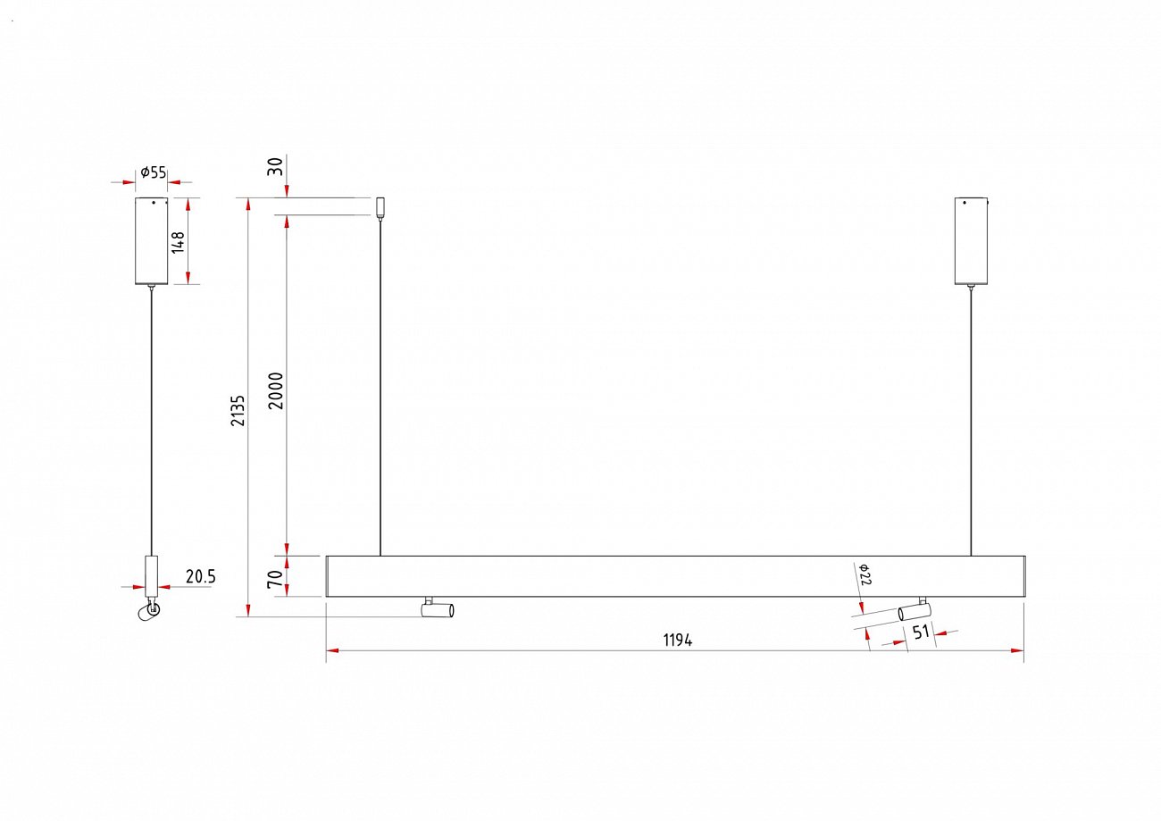 Светильник подвесной светодиодный на 3 лампы белый Puntero P068PL-L27W4K TECHNICAL PENDANT 00-3957071 Белый  - Вид №1