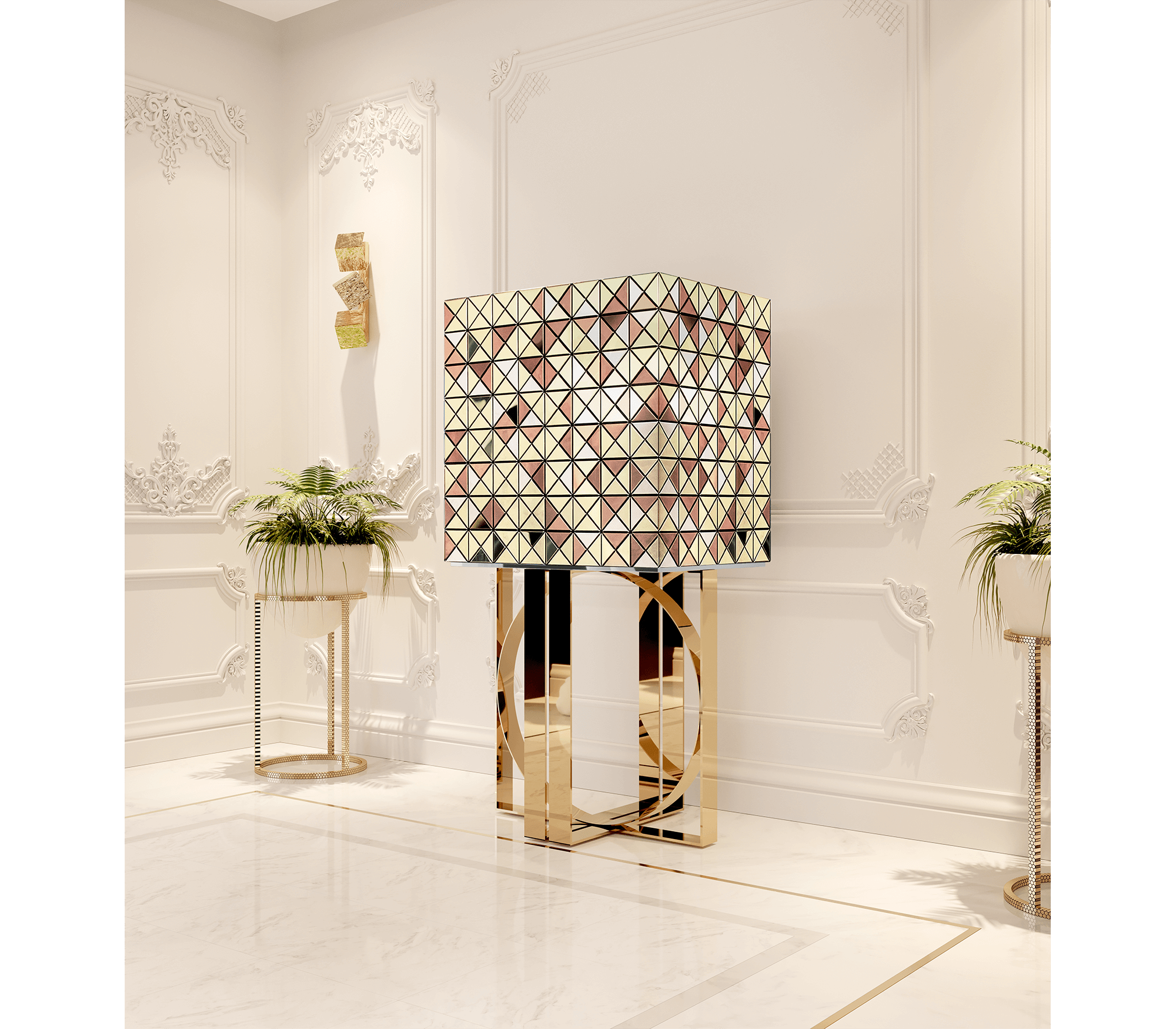 0-298 Пиксельный шкаф на ножках из анодированного золота Boca Do Lobo  - Вид №5