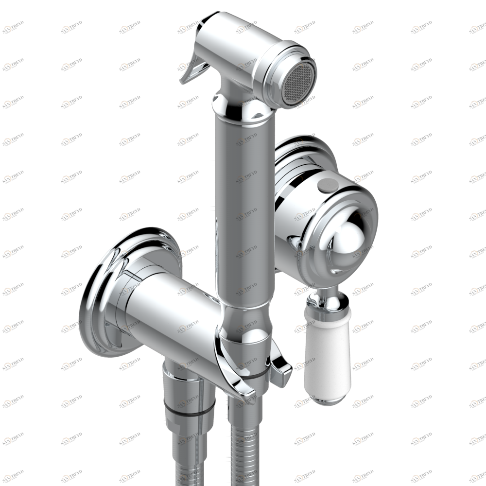 G25-5840/MBG Комплект для душа, включающий смеситель, армированный шланг 1 м 25 см, ручной душ с курковым распылителем, выход из стены и предохранительный запорный клапан Thg-paris 1900 Хром G25 5840/MBG A02 CAT.A