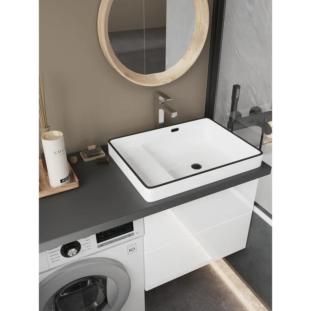 Раковина Slim White-Black накладная на столешницу 56.5x43 см Santreyd STLM-2001300 - Вид №3