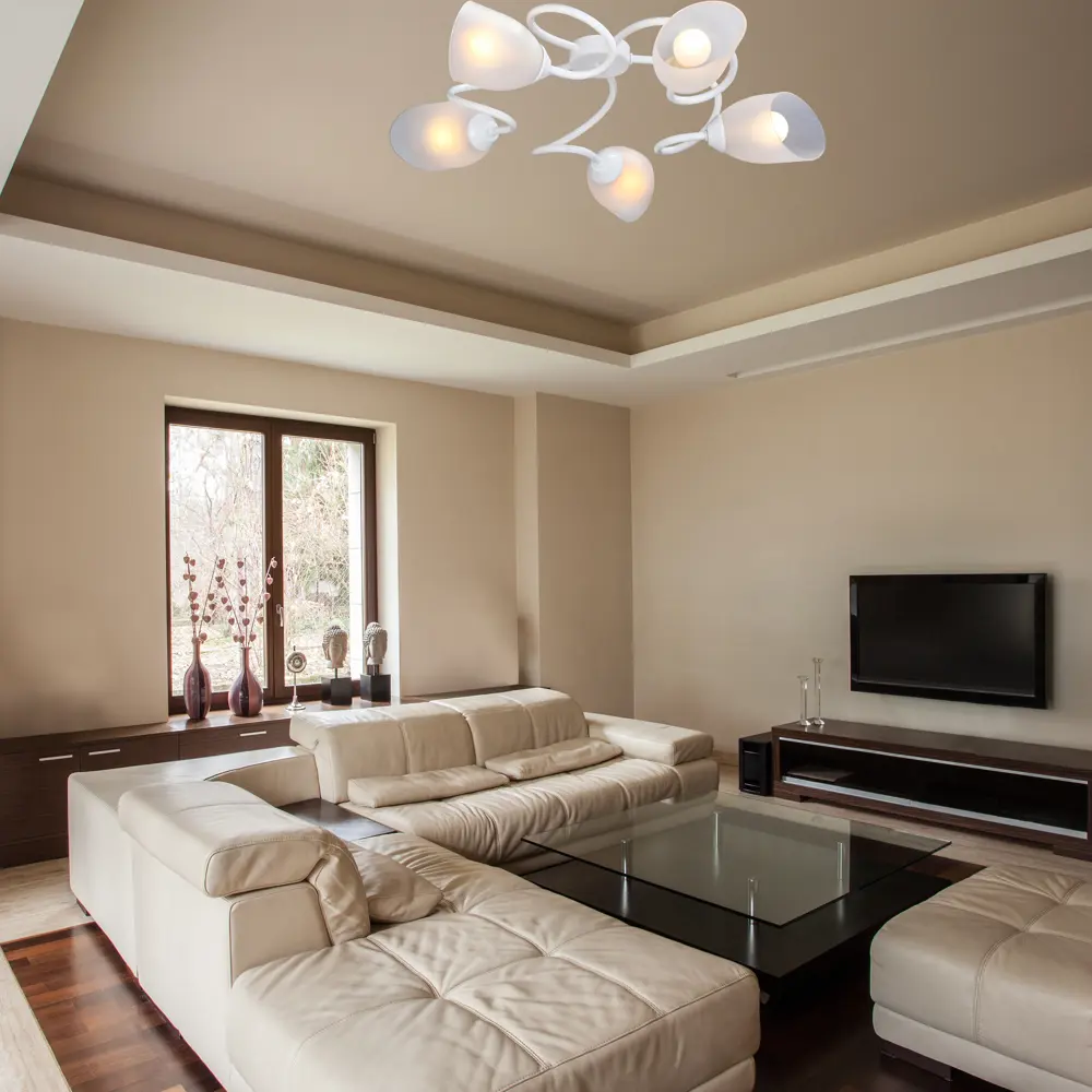 Люстра потолочная Vitaluce Кэтти 5 ламп 15м² Е14 цвет белый глянцевая STLM-2040388 - Вид №4