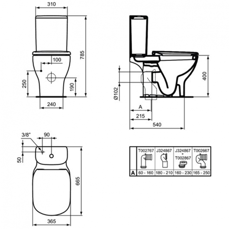 T3568V1 Бачок для унитаза Silk White (матовый белый) SILK WHITE AquaBlade® Ideal Standard TESI - Вид №3