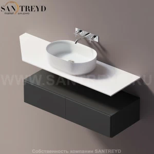 Agape ELL Подвесная столешница с возможностью установки 1-2 раковины. Размер: длина от 160 см до 180 см. Отделка: белый кориан AELLN1MAC1618ZZ