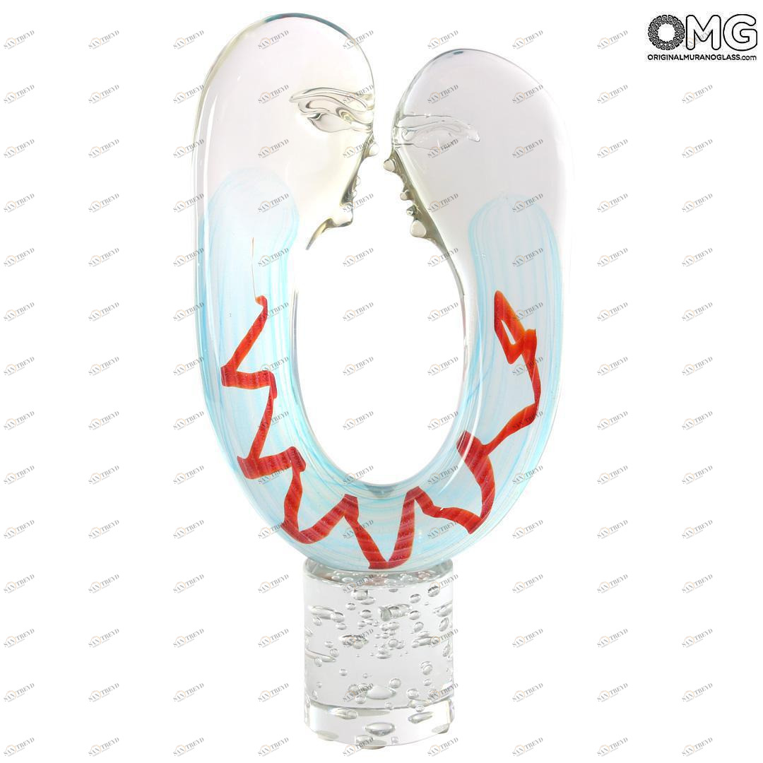 4350 ORIGINALMURANOGLASS Скульптура поцелуй - муранское стекло OMG 29 см 