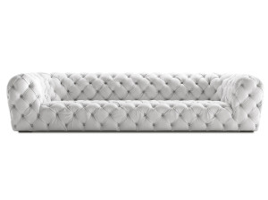 Кожаный линейный капитонный диван