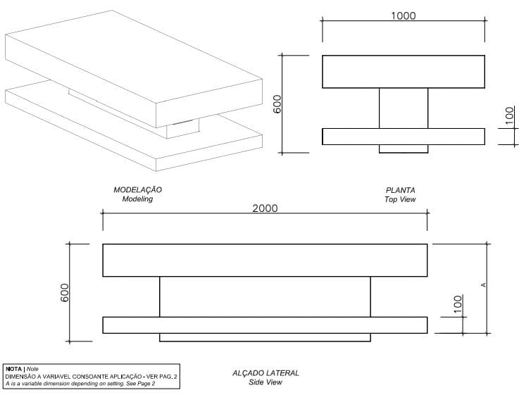 Бетонная скамья без спинки amop Plano ARCH-00142250 - Вид №2