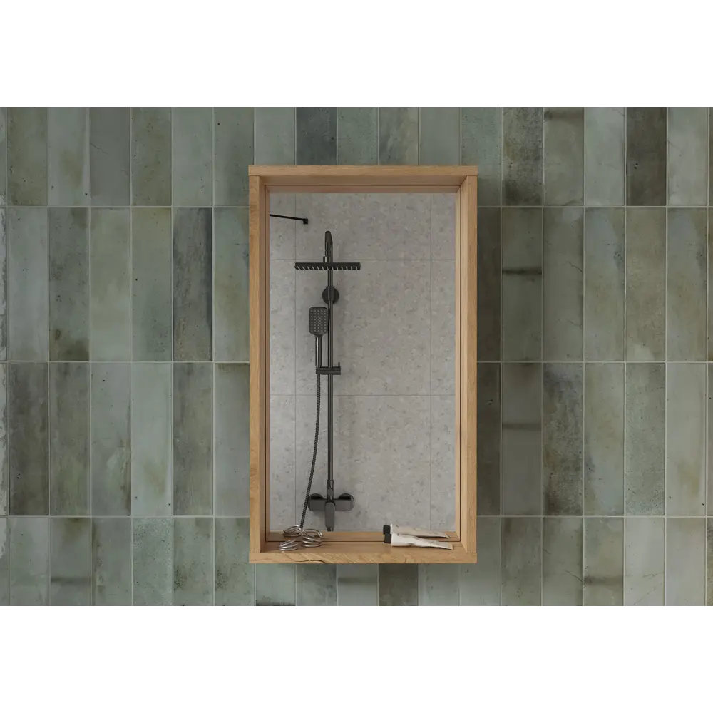 Зеркало для ванной Сохо KONSENSA с полкой 40x69.6 см цвет светлый дуб STLM-2157546 - Вид №4